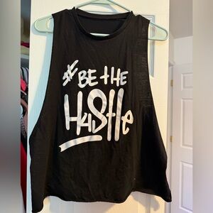 Beachbody Black and White Sleeveless Crop Muscle Tee